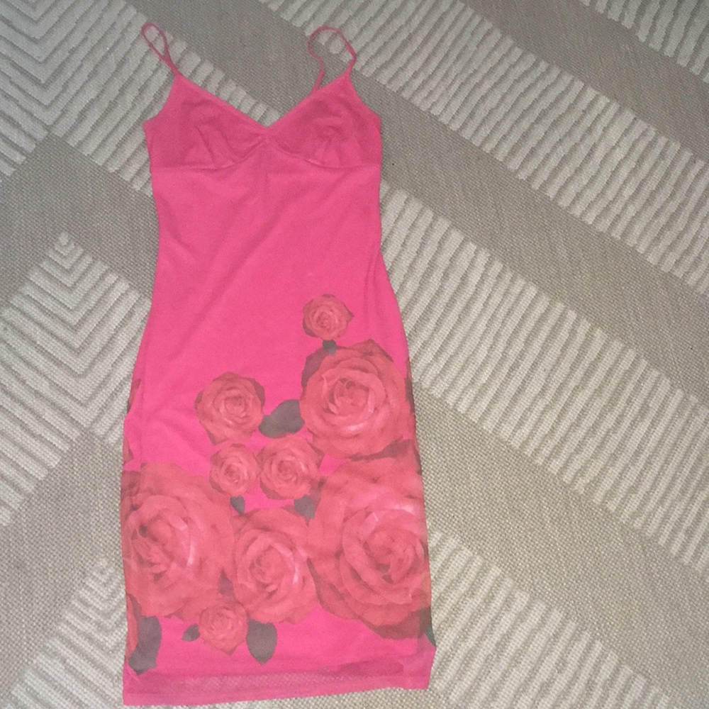 Express straps mid length stretch dress